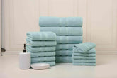 Solid Aqua Colour of 18 Piece Egyptian Cotton Towel Set